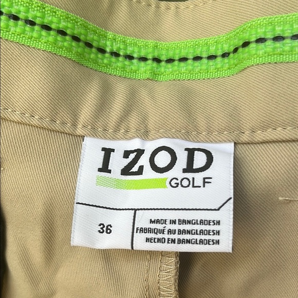 Izod Golf Men's Light Tan Flat Front Shorts - Picture 2 of 15